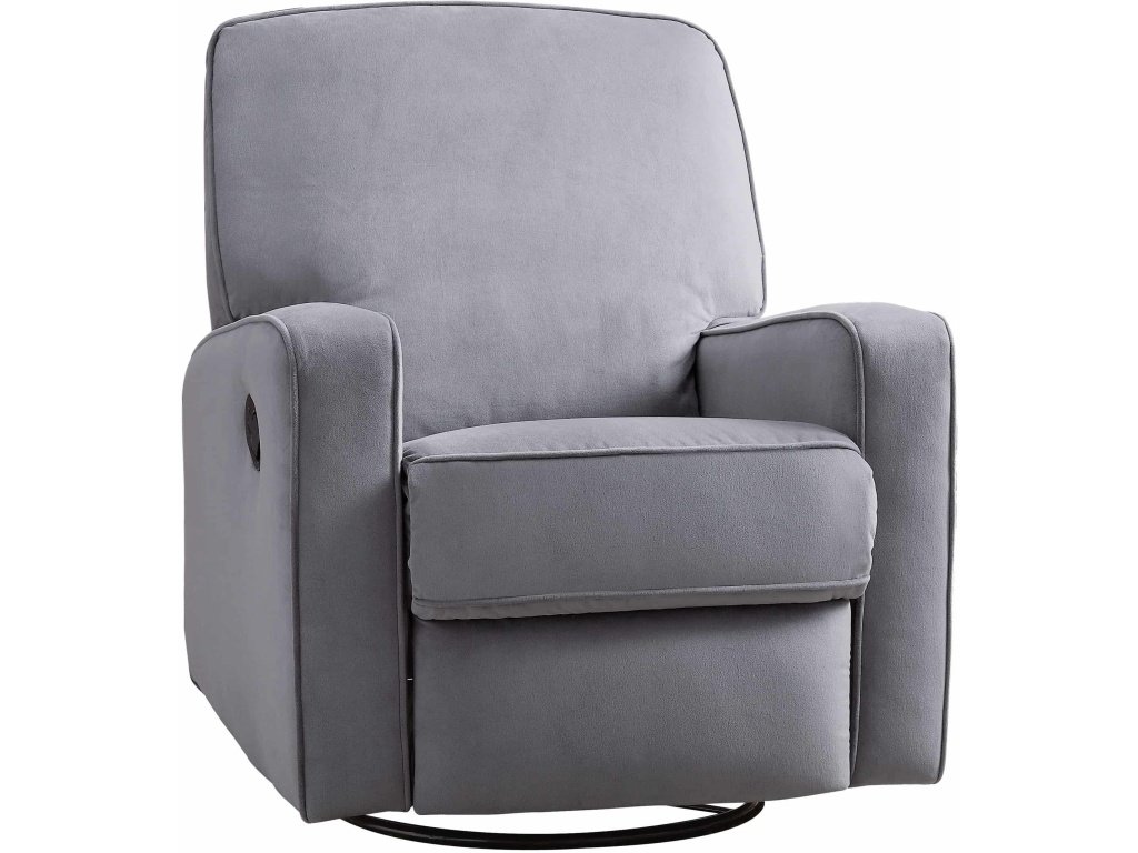 Upholstered Swivel Glider Recliner In Zen Grey