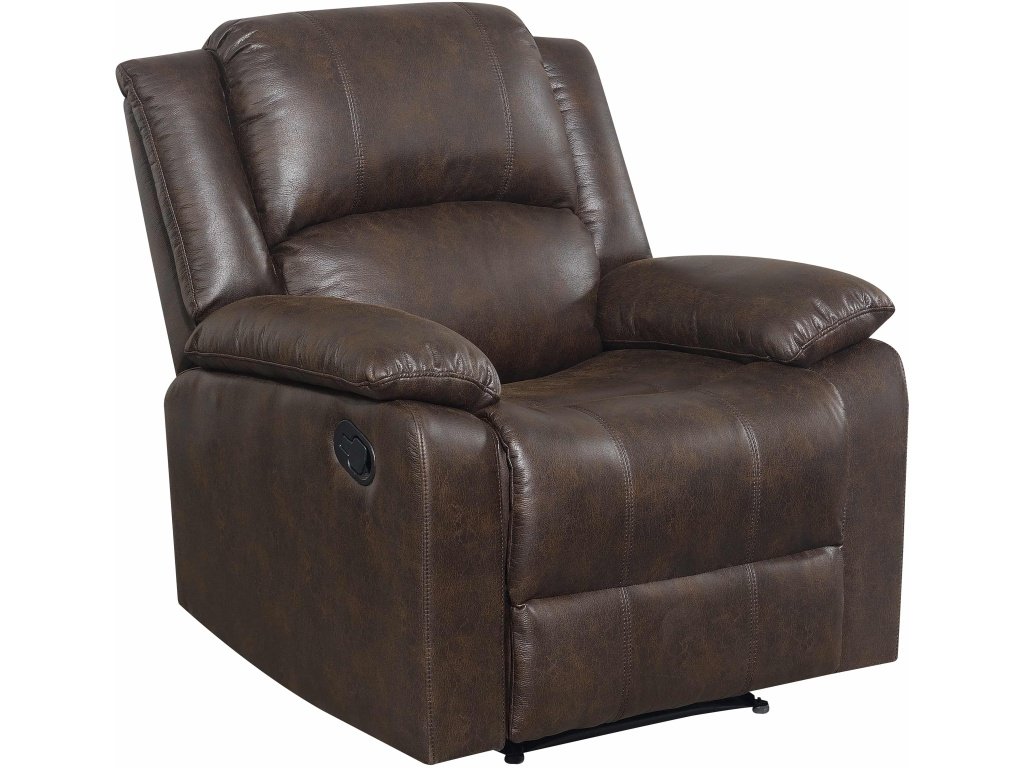 Upholstered Wall Hugger Manual Recliner In Walnut Brown