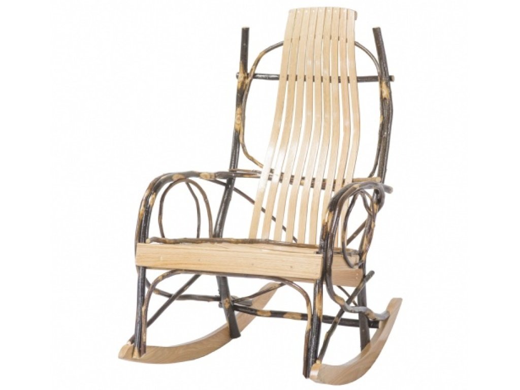 Amish 9-Slat Rocker w/ Twig Arm - Oak / Hickory