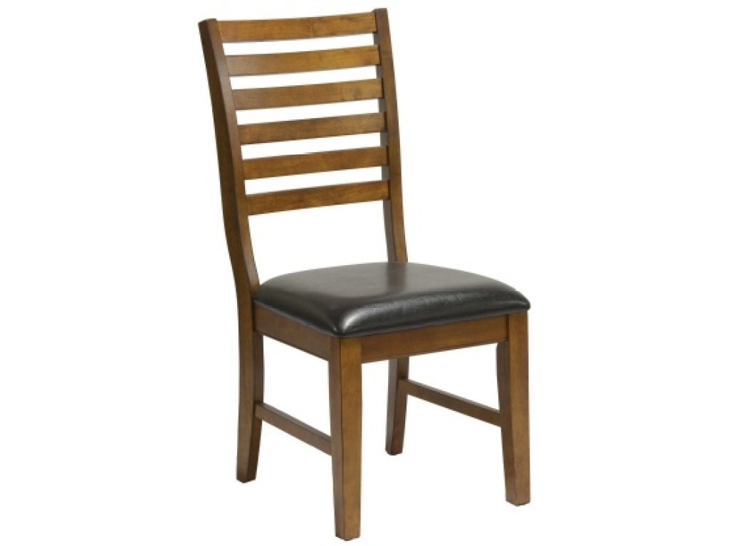 St. Michael Ladder Back Side Chair w/Dark Brown Vinyl Seat (RTA)